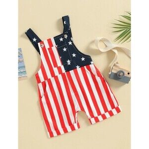 New Boutique American Flag Baby Overalls, 18-24M